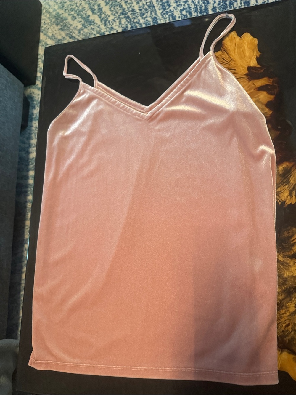 Old Navy Pink Velvet V-Neck Spaghetti Strap Tank Top